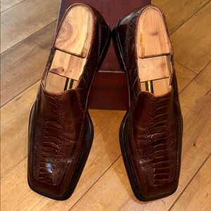 Brown Mezlan Lizard and Crocodile Slip-on